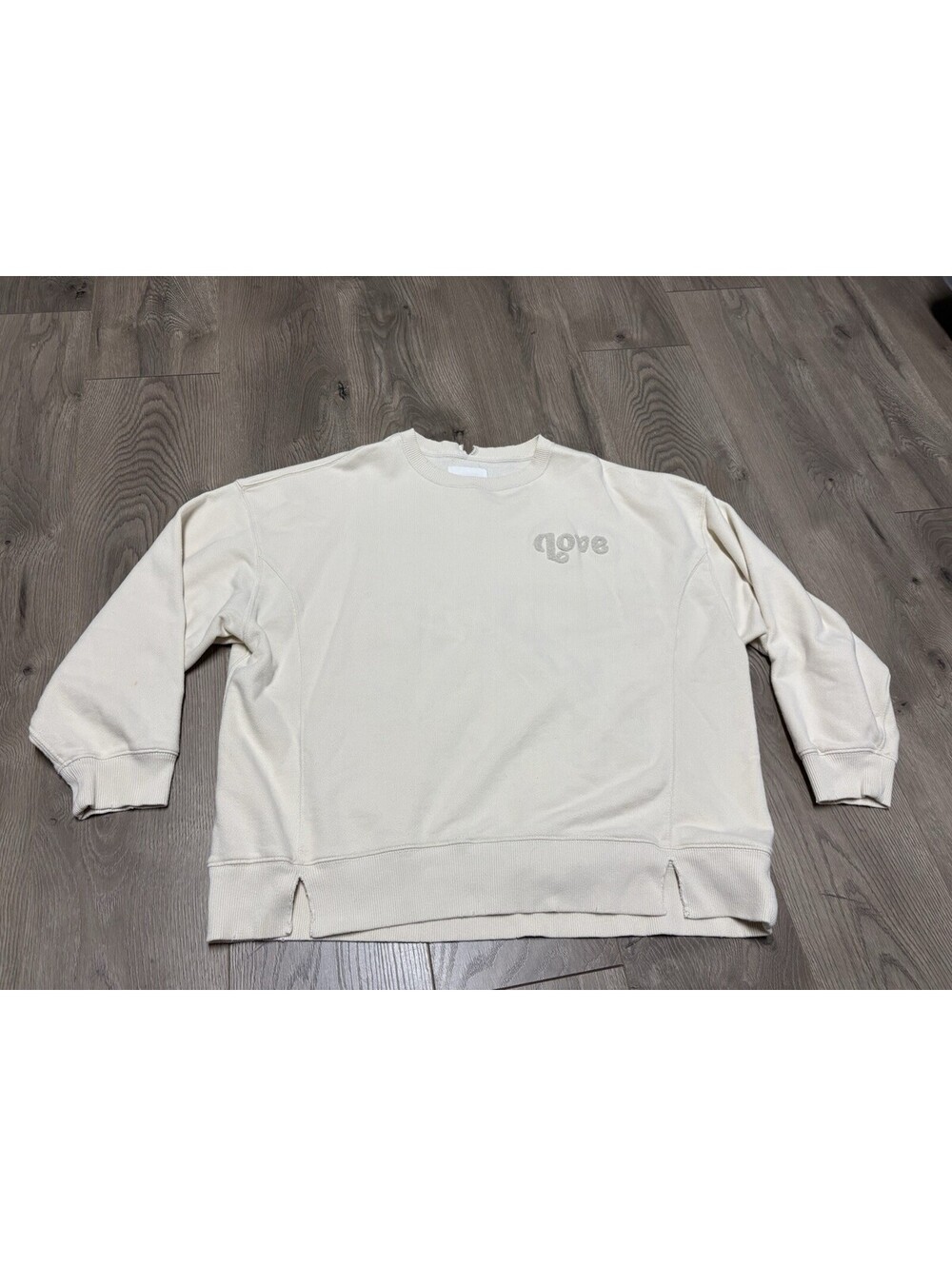 Aerie Beige Oversized Love Crewneck Women's Large